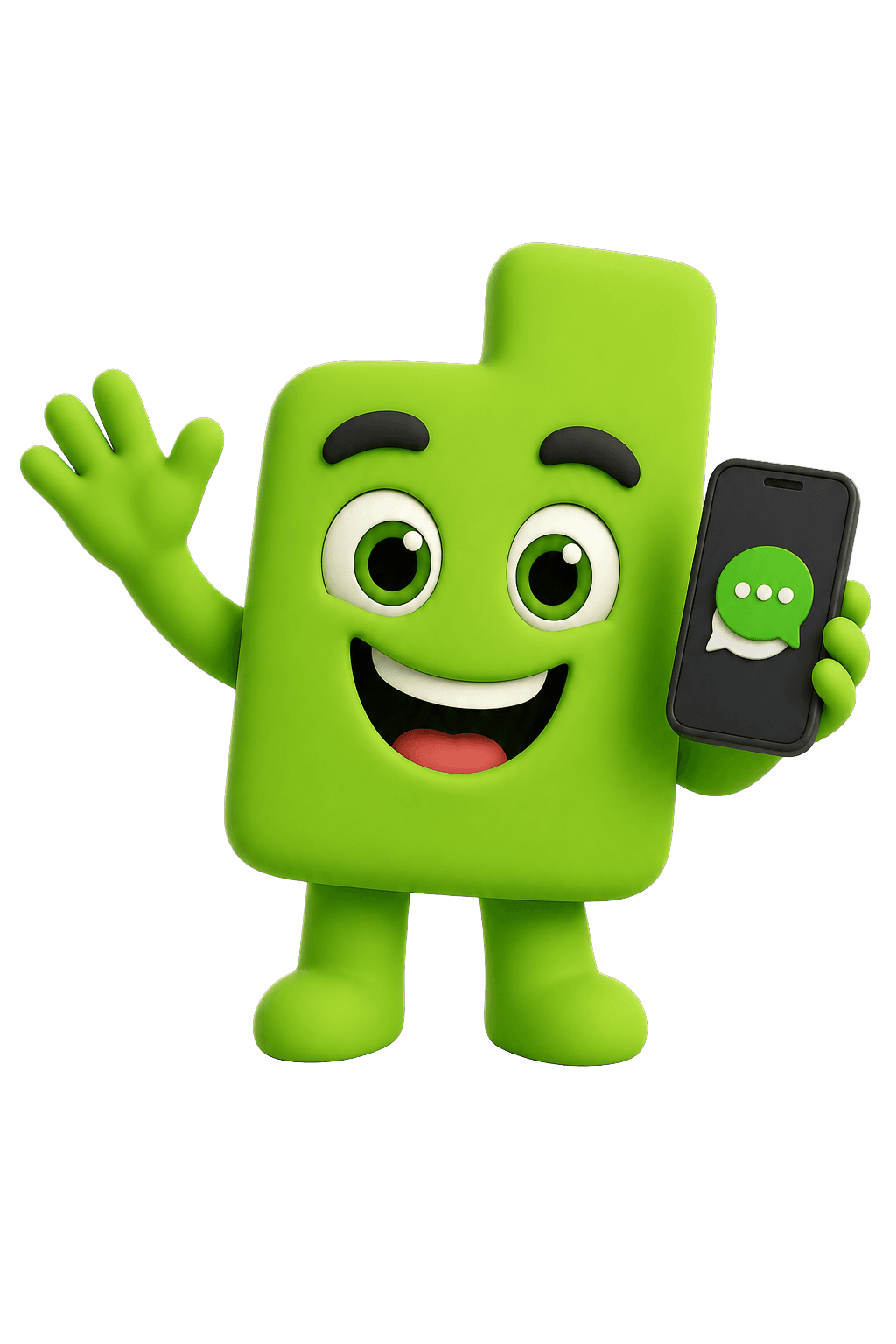 Mascota de Gastix sosteniendo WhatsApp